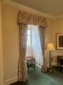Window Drapes – Four Pairs of Traditional Floral Curtains with Valance and Tiebacks A set of four