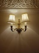2 x Georgian style traditional dual-arm electrical wall sconce, constructed from polished brass or a
