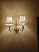 2 x Georgian style traditional dual-arm electrical wall sconce, constructed from polished brass or a