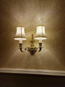 2 x Georgian style traditional dual-arm electrical wall sconce, constructed from polished brass or a