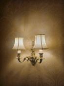 2 x Georgian style traditional dual-arm electrical wall sconce, constructed from polished brass or a