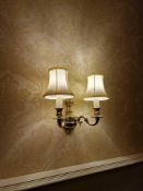 2 x Georgian style traditional dual-arm electrical wall sconce, constructed from polished brass or a