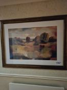 Framed and glazed landscape print 125 x 93cm