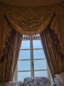 A pair of exceptionally large and opulent window drapes, comprising two full-length curtain panels