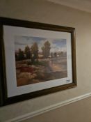 Framed and glazed landscape print 105 x 90cm