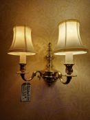 2 x Georgian style traditional dual-arm electrical wall sconce, constructed from polished brass or a