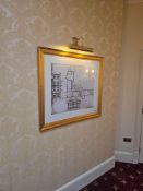 A framed monochrome architectural print after Robert Adams depicting the detailed floor plan and