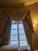 A pair of exceptionally large and opulent window drapes, comprising two full-length curtain panels