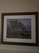 Framed and glazed landscape print 103 x 90cm