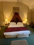 Georgian Style Bed with Headboard and Pelmet – A bed featuring a dark wood headboard with a shaped