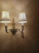 2 x Georgian style traditional dual-arm electrical wall sconce, constructed from polished brass or a