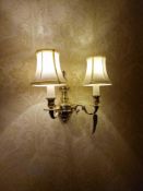 3 x Georgian style traditional dual-arm electrical wall sconce, constructed from polished brass or a