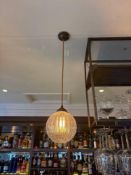 A set of 4 x glass pendants, cut into an elegant dome shape and finished with ribbed Its antique-