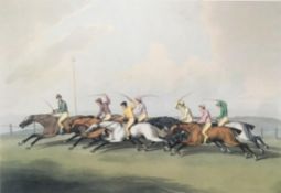 Print After Samuel Howitt No 2 Horse Racing La Course De Chevaux glazed and framed 63 x 53cm (