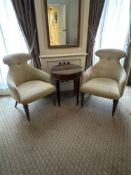 A mahogany occasional table with brushing slide castors and glass protective top complete with a