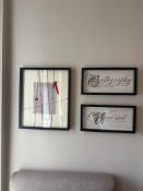 3 x framed and glazed wall art prints ( Location 105)