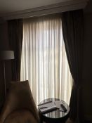 A pair of fully lined pencil pleated embossed drapes 150 x 245cm drop ( Location 207 John Chater