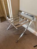 Aliseo Germany luggage rack made of chrome-plated stainless steel with sturdy strap. Folded