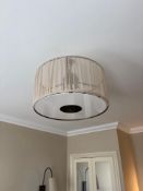 Modern 3 Light Flush Mount Ceiling Light Translucent Fabric drum and white diffuser 40cm