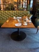 A parquet top dining table on cast pedestal 100 x 100 x 74cm (Location Lounge)