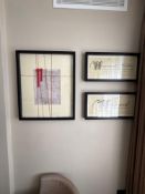 3 x framed and glazed wall art prints ( Location 314)