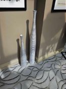 2 x decorative vases silver painted marked MP192S/MP192l 110cm and 77cm (Location Public Space )