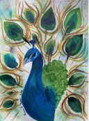 Peacock dance framed Print by Anisia Todor Romania 72 x 95cm (Location Leaf Restaurant )
