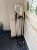 A pair of Amber Glass Floor Lamp Four Tripod Lamp Postmodern style with Smoke Gray Glass shade