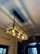 Ramesses lantern pendants in bronze and clear glass 84cm wide x 75cm drop (Location Reception)