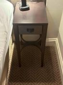 Single nightstand with a single drawer, The drawer features a textured, woven, front panel and a