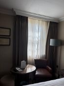 A pair of fully lined pencil pleated top drapes span 170 x 230cm drop ( Location 214)