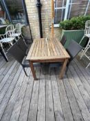 Max Green teak table 120 x 80 x 73cm complete with 4 x Kaja Polyrattan chairs (Location Terrace)