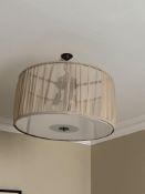 Modern 3 Light Flush Mount Ceiling Light Translucent Fabric drum and white diffuser 40cm