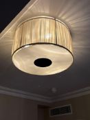 Modern 3 Light Flush Mount Ceiling Light Translucent Fabric drum and white diffuser 40cm