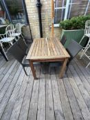 Max Green teak table 120 x 80 x 73cm complete with 4 x Kaja Polyrattan chairs (Location Terrace)