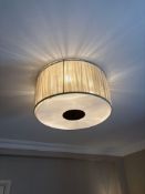 Modern 3 Light Flush Mount Ceiling Light Translucent Fabric drum and white diffuser 40cm