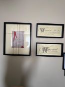 3 x framed and glazed wall art prints ( Location 312)