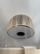 Modern 3 Light Flush Mount Ceiling Light Translucent Fabric drum and white diffuser 40cm