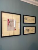 3 x framed and glazed wall art prints ( Location 310)
