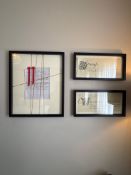 3 x framed and glazed wall art prints ( Location 315)