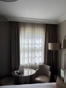 A pair of fully lined pencil pleated top drapes span 170 x 230cm drop ( Location 111)