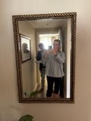 A rectangular accent mirror composite rope and beaded frame 60 x 90cm ( Location 207 John Chater
