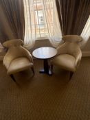 A mahogany occasional table on triform base complete with a pair of Sancal Spain, elegant,