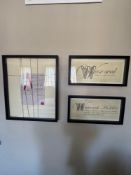 3 x framed and glazed wall art prints ( Location 305)