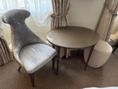 A set of Sancal Spain table, chair and stool, the occasional oval table with textured top 80 x 60