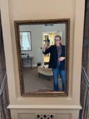 A rectangular accent mirror composite rope and beaded frame 60 x 90cm ( Location John Clode Suite )
