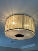 Modern 3 Light Flush Mount Ceiling Light Translucent Fabric drum and white diffuser 40cm