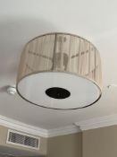 Modern 3 Light Flush Mount Ceiling Light Translucent Fabric drum and white diffuser 40cm
