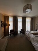 3 x pairs of fully lined pencil pleated embossed pattern top drapes span 160cm x 270cm drop (