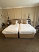 Divan split twin bed set Top Brass spring mattress each 90 x 100cm ( Location 205)